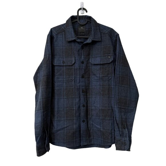 Sitka Blue Gray Plaid Earnest Flannel Long Sleeve Button Shirt Mens Size Medium